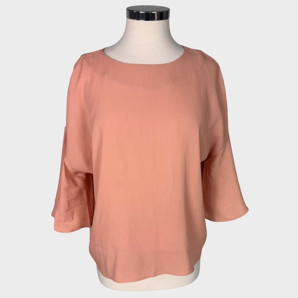 Catherine Malandrino Medium Peach Pink 100% Polyester Bell Sleeve Blouse